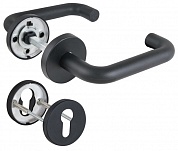 Комплект Fuaro (Фуаро) дверных ручек с накладками под цилиндр FR.DH57.0219 NE (DH-0219 NE) 8x140 мм, BL-24 черный